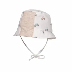 BABY BOY-Hütchen, Traktor Ohrenklappen, Jerseyeinsatz, Bindeband