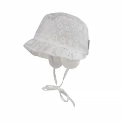BABY GIRL-Hütchen, Bindeband Rüschenkrempe, Ohrenklappen, Futter