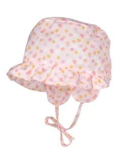 BABY GIRL-Hütchen Rüschenkrempe, Ohrenklappen, Band