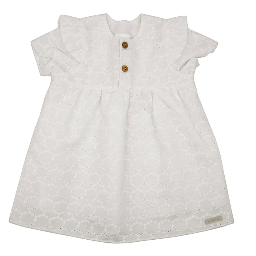 BABY GIRL-Kleid festlich Rüschenärmel, bestickter Stoff, Futter