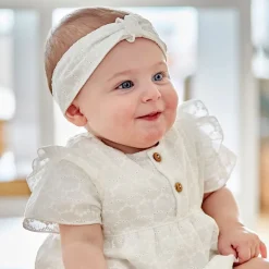 BABY GIRL-Kleid festlich Rüschenärmel, bestickter Stoff, Futter