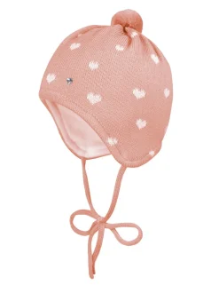 BABY GIRL-Mütze, ausgenäht Jacquard Herz, Strass