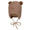 BABY-Inkamütze, "animal face" Stickerei, 2 Pompon, Vollfutter