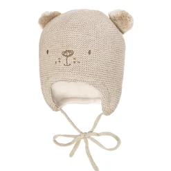 BABY-Inkamütze, Tiergesicht Stickerei, 2 Pompons, Vollfutter