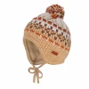 BABY-Mütze, ausgenäht, Pompon Jacquard Grobstrick, Futter