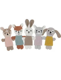 Fingerpuppen Tiere, 5er Pack Musselinstoff