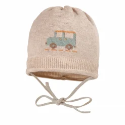 GOTS BABY BOY-Mütze, randlos Jacquard Jeep, Bindeband