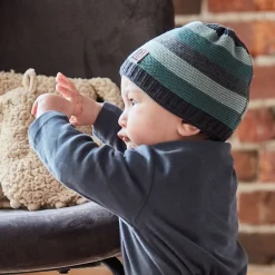 GOTS BABY-Beanie, Blockringel LL, Fleecefutter
