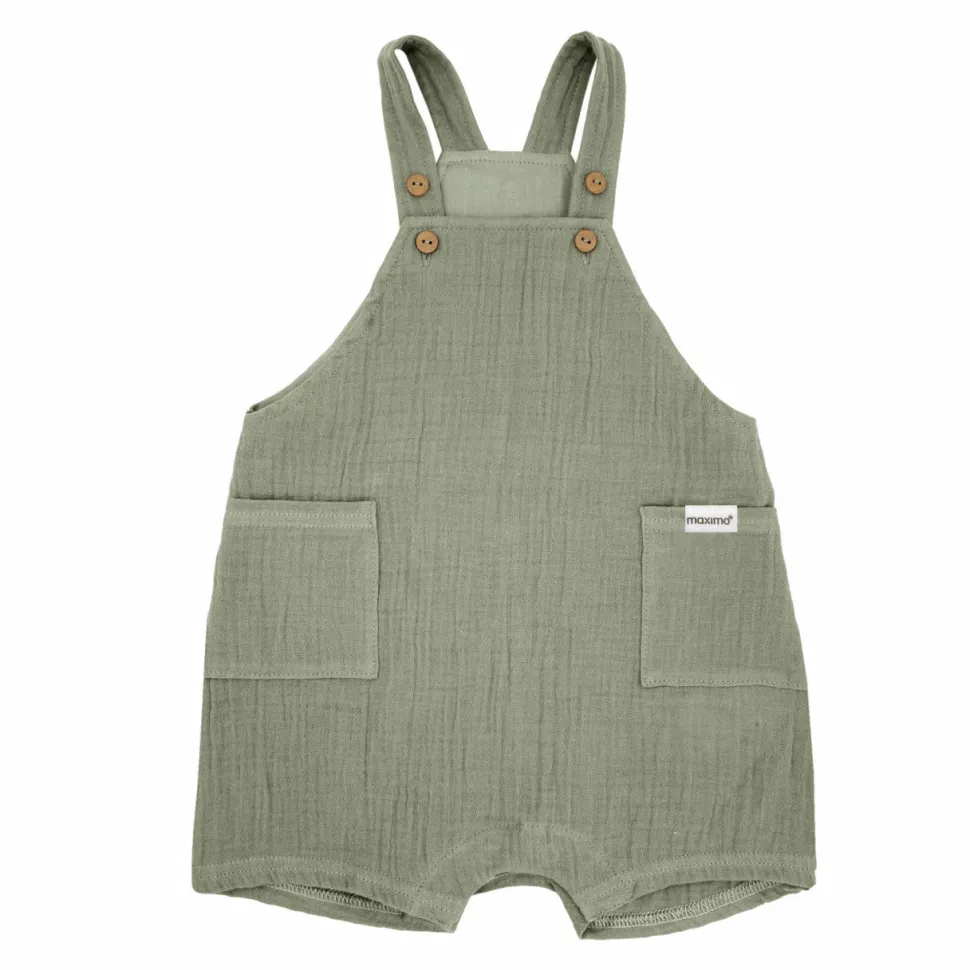 GOTS BABY-Latzshorts, Taschen Musselinstoff, Futter, Windelöffnung