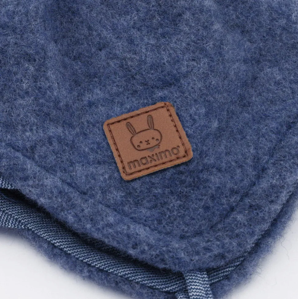 GOTS BABY-Mütze,Wollfleece kbT Jerseyfutter kbA, Bindeband