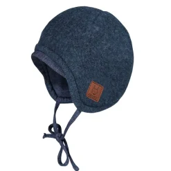 GOTS BABY-Mütze,Wollfleece kbT Jerseyfutter kbA, Bindeband