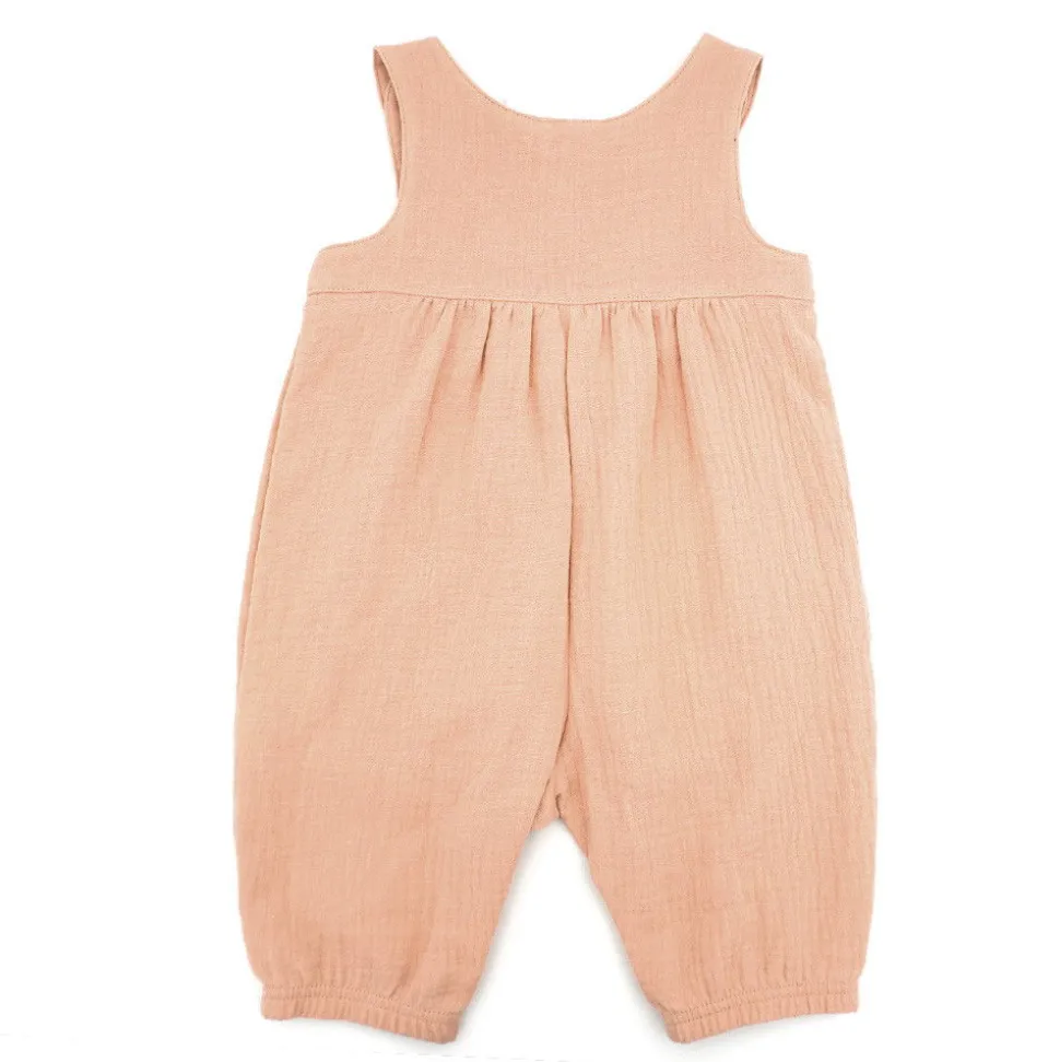 GOTS BABY-Overall, 3/4 Länge Musselinstoff