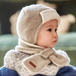GOTS BABY-Parkacap Wollfleece kbT, Jersey kbA, Band