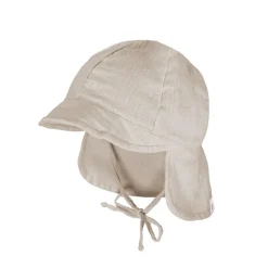 GOTS BABY-Schildmütze, Band Musselinstoff, Nackenschutz, Futter, UV