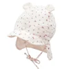 GOTS BABY-Schildmütze Nackenschutz kurz, Bindeband, Öhrchen
