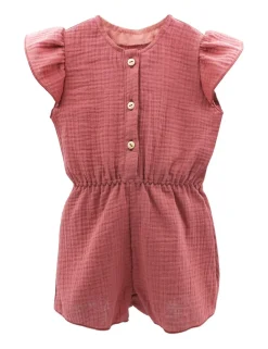 GOTS MINI GIRL-Jumpsuit Musselinstoff, Flügelärmel