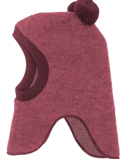 GOTS MINI-Schlupfmütze,Pompons Wollfleece kbT, Futter Jersey kbA, Windstopper