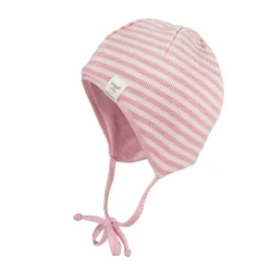 GOTS NEWBORN-Mütze Feinrippjersey geringelt, ausgenäht, Jerseyfutter