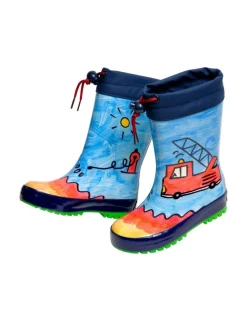 Gummistiefel "Feuerwehr" Jerseyfutter, Fotoprint, Stulpe