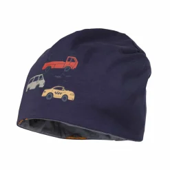 KIDS BOY-Beanie Autos reversible, Jersey bedruckt