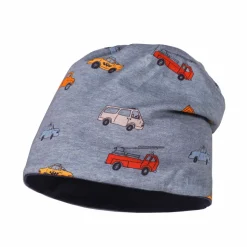 KIDS BOY-Beanie Autos reversible, Jersey bedruckt