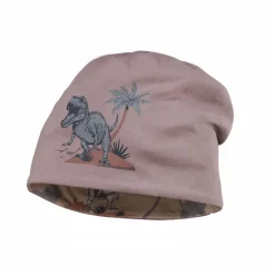 KIDS BOY-Beanie Dinosaurier reversible, Jersey bedruckt
