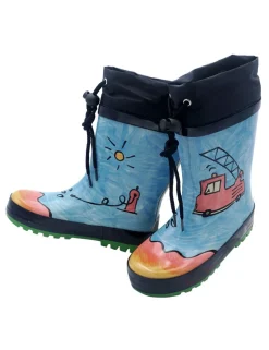 Kindergummistiefel "Feuerwehr" Reflex 3M, Winterfutter, Fotoprint, Stulpe