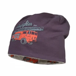 MINI BOY-Beanie, "fire engine" reversible, Jersey bedruckt