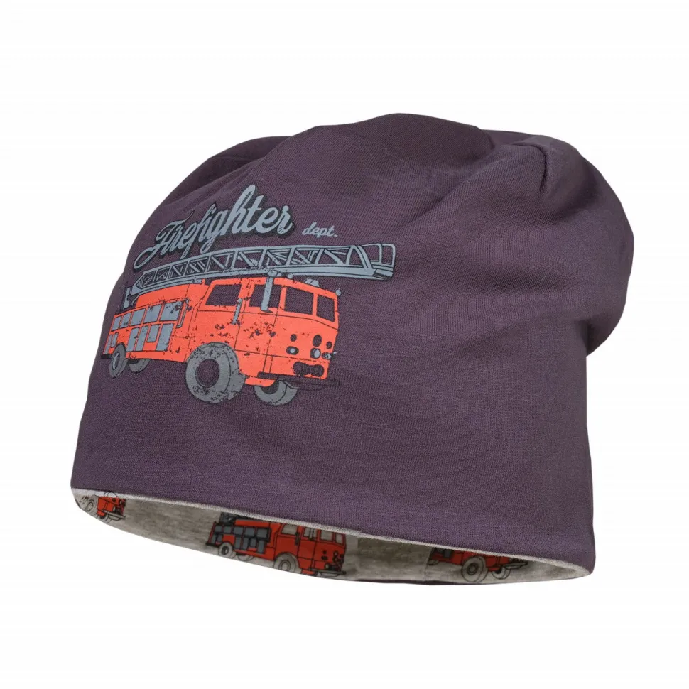 MINI BOY-Beanie, "fire engine" reversible, Jersey bedruckt