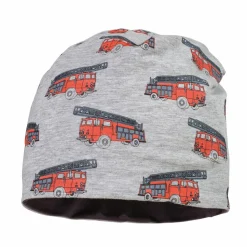 MINI BOY-Beanie, "fire engine" reversible, Jersey bedruckt