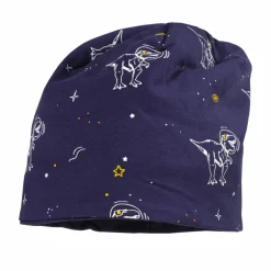 MINI BOY-Beanie, "space dino" reversible, Jersey bedruckt, glow in the dark