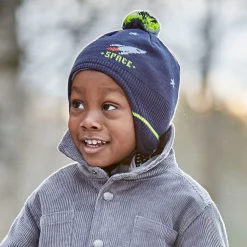 MINI BOY-Mütze, ausgenäht Jacquard, Space, Bindeband, Futter