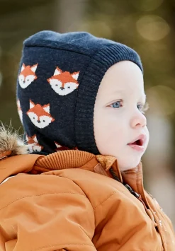 MINI BOY-Schlupfmütze, Fuchs Halsteil ausgenäht, Windstopper