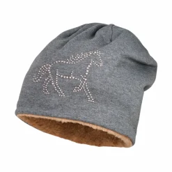 MINI GIRL-Beanie, Deko Pferd Jersey melange, Teddy Futter,