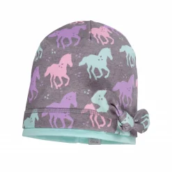 MINI GIRL-Beanie,Schleifendeko Jersey bedruckt, Kontrastrand