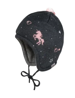MINI GIRL-Mütze, ausgenäht Jacquard, Einhorn, Deko, Bindeband