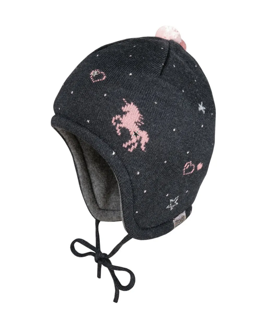 MINI GIRL-Mütze, ausgenäht Jacquard, Einhorn, Deko, Bindeband