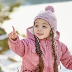 MINI GIRL-Mütze, ausgenäht Pompon, Futter