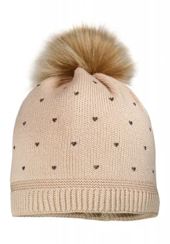 MINI GIRL-Mütze "heart",Pompon Futter