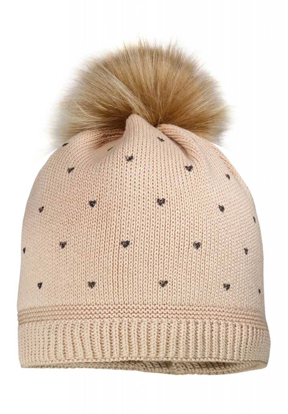 MINI GIRL-Mütze "heart",Pompon Futter