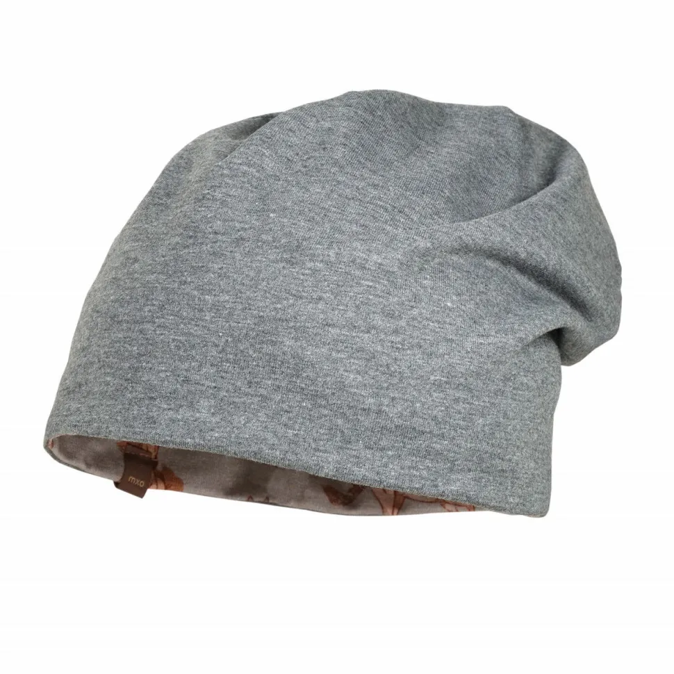 MINI-Beanie, reversible Jersey bedruckt/Jersey Melange