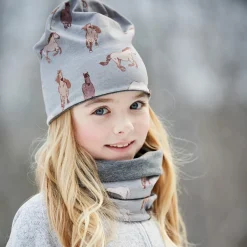 MINI-Beanie, reversible Jersey bedruckt/Jersey Melange