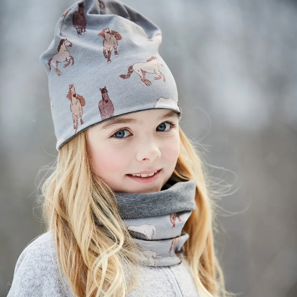 MINI-Beanie, reversible Jersey bedruckt/Jersey Melange