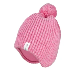 MINI-Beanie, Rippe, Pompon leicht ausgenäht