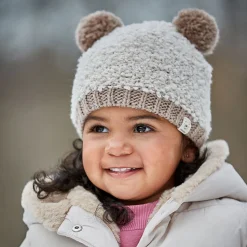 MINI-Mütze, 2 Pompons Teddyoptik, Jerseyfutter