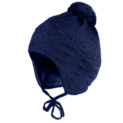 MINI-Mütze ausgenäht, Futter Struktur Norwegerstern, großes Pompon